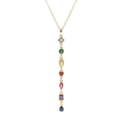 

Long Tassel Colorful Pendant Necklace Jewelry Silver 925 Choker Necklace For Women, As picture