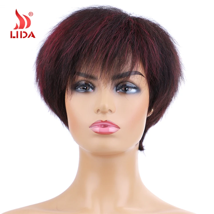 

Indian Fashion Short Bob human hair wigs ombre red with side bangs 6452 wig