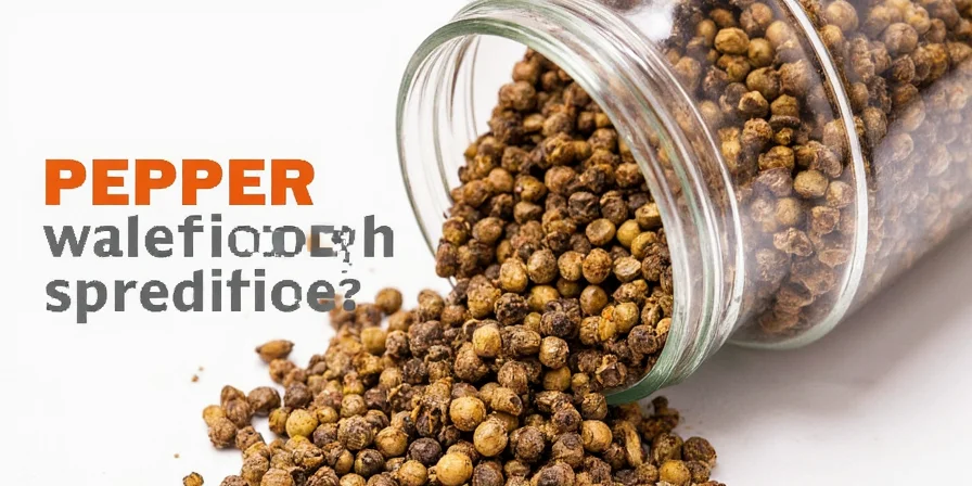 Different colored peppercorns side by side