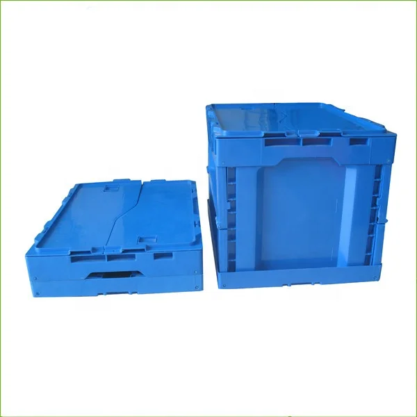 

JOIN Euro Size Storage Tote Box Folding Collapsible Stackable Eco Package Turnover Tote Bins Plastic Moving Crates, Blue or customzied