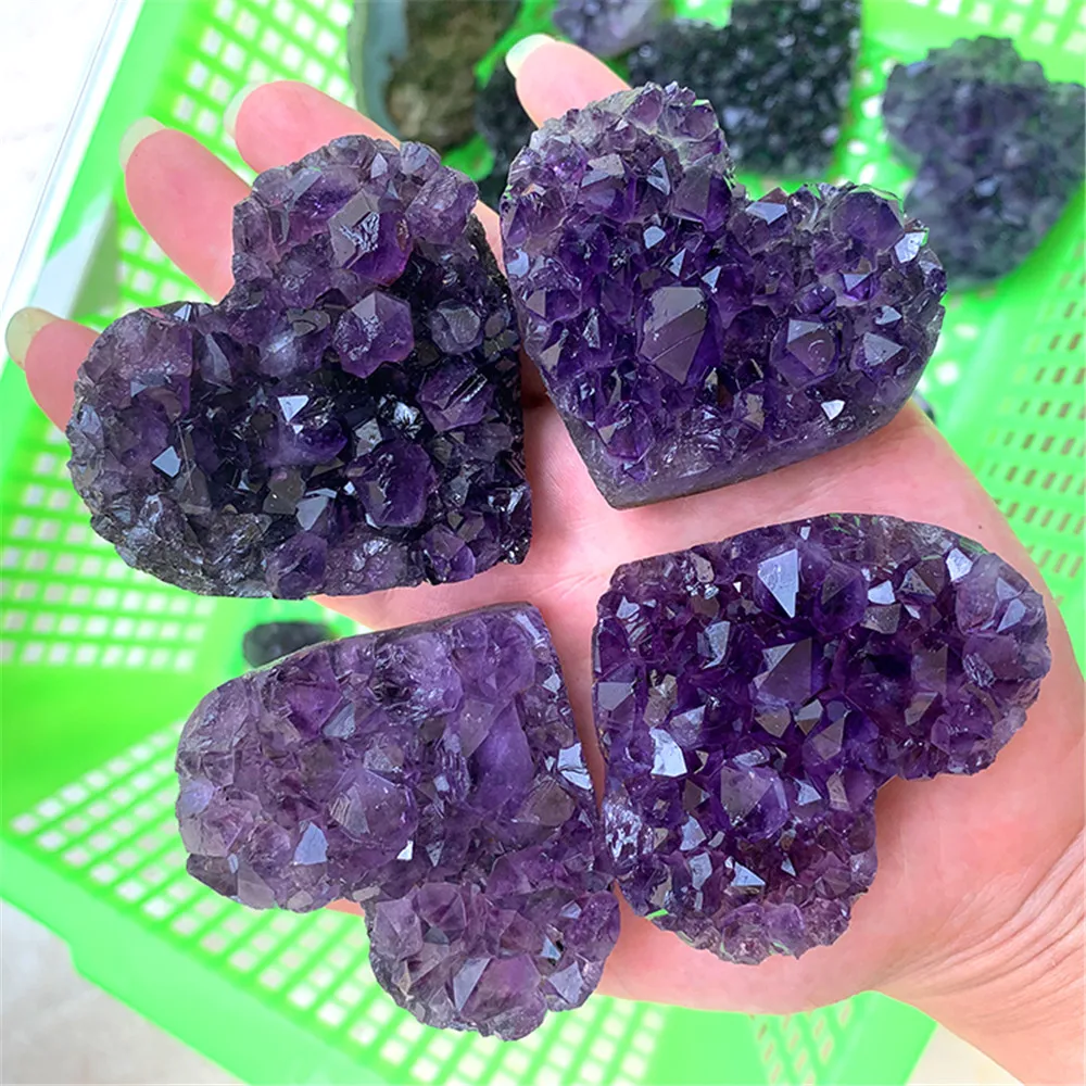 

wholesale rough Uruguay heart shaped Amethyst geode cluster crystals healing stones natural crystal clusters