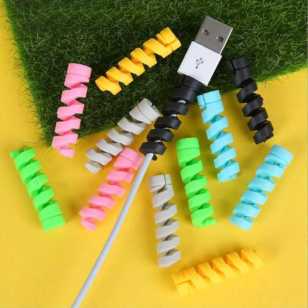 

Free Shipping 1 Sample OK Winder Usb Charger Cable Protector Data Line 6 Colors Spiral Data Line Protective Sleeve