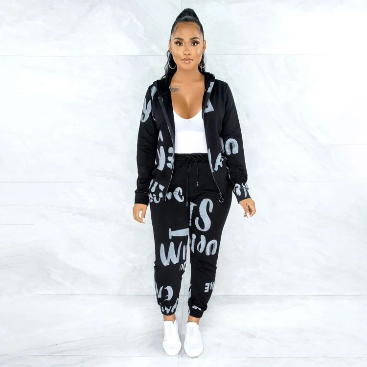 

2021 European and American New Casual Clothes Fashion Long-sleeved Zipper Jacket and Slim Pencil Pants Two-piece Suit for Ladies, White/pink/gray/black