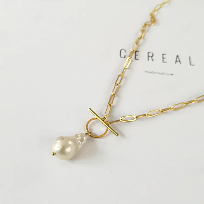 

Women Gold Plated Jewelry Baroque Vintage Freshwater Pearl Necklace