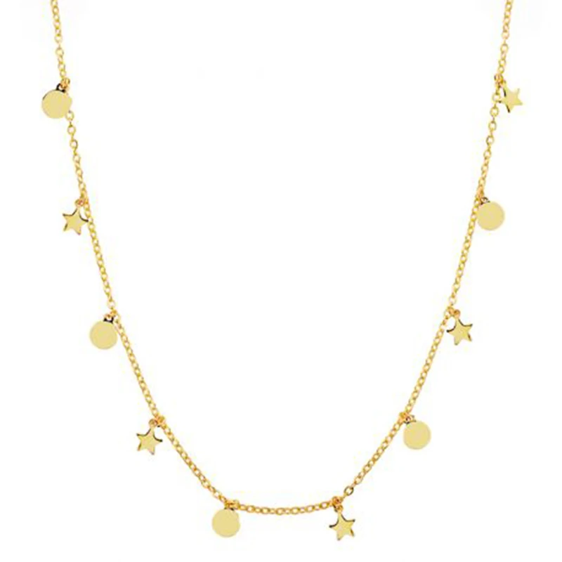 

2021 Fashion Design Jewelry S925 Sterling Silver American New Style Pendant Necklace with round and star badges