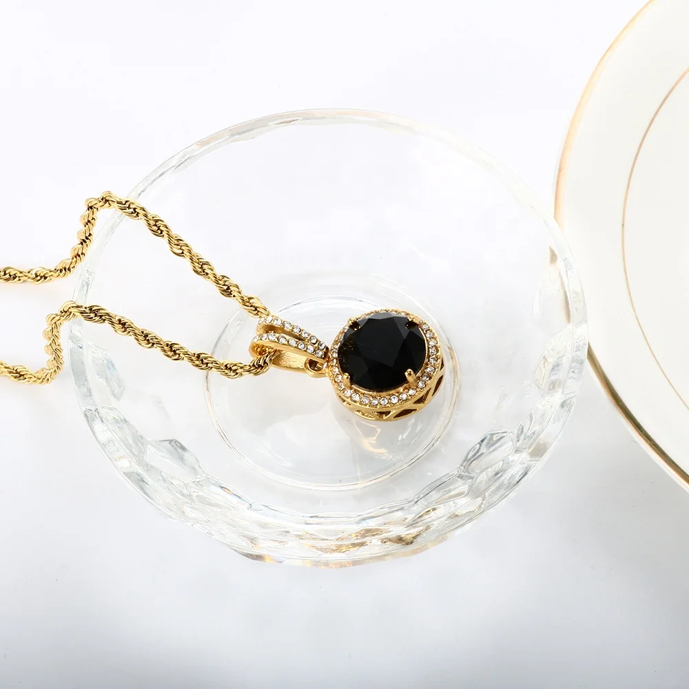 

New Jewelry Arrivals 2021 Luxury Women Necklaces Black Crystal Necklace Gemstone Crystal Necklace, Gold/silver/rose gold