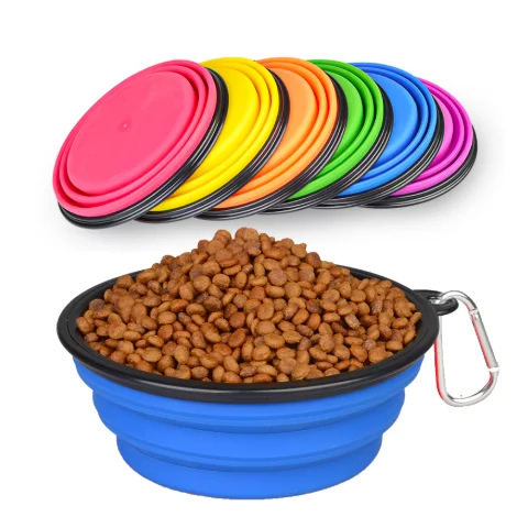 

Free Sample Custom Foldable Silicone Pet Water Bowl Collapsible Travel Dog Bowl, Orange, yellow, black, blue, red, green,customized
