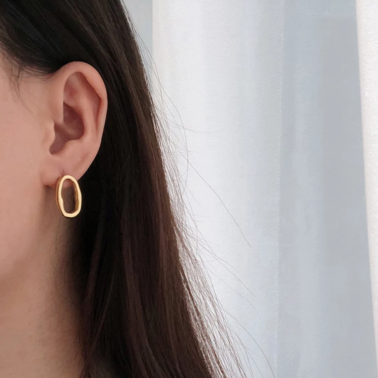 

Small oval irregular hoop earring gold circle ear studs stainless steel 18k gold non-fading women's jewelry gifts aretes moda, Optional as picture,or customized