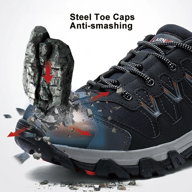 LARNMERN Zapatos de Seguridad Hombre,S3 Zapatillas de Trabajo con Punta de Acero Reflectivo Transpirable Anti-Piercing Calzados de Trabajo LM202