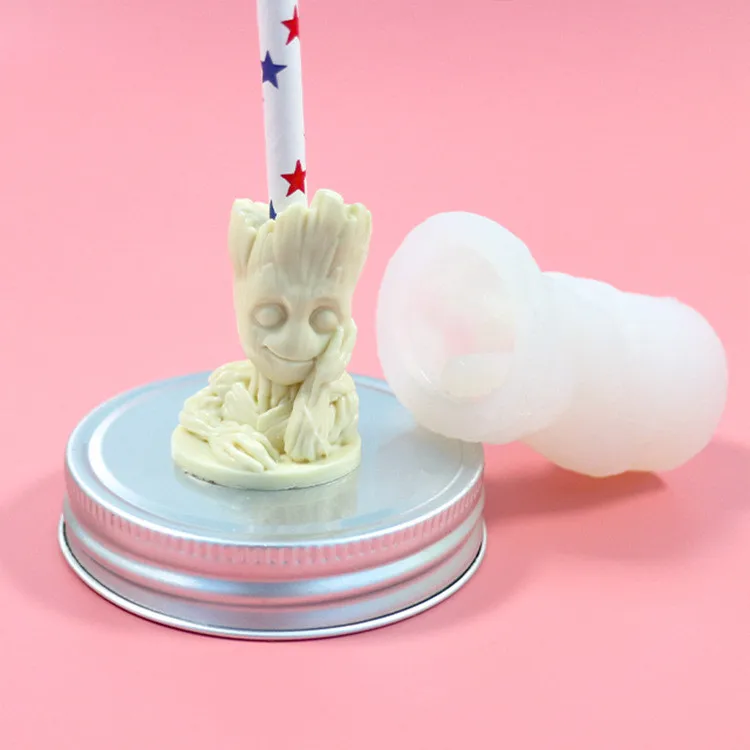 

Y1865 Epoxy Resin Silicone Groot Straw Topper Mold, White