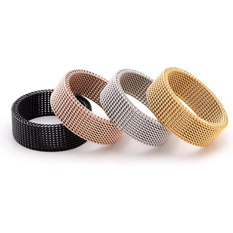 

Wholesale Custom Fashion Stainless Steel 8MM Watch Strap Men's Ring Simple Elastic Mesh Ring for Men and Women