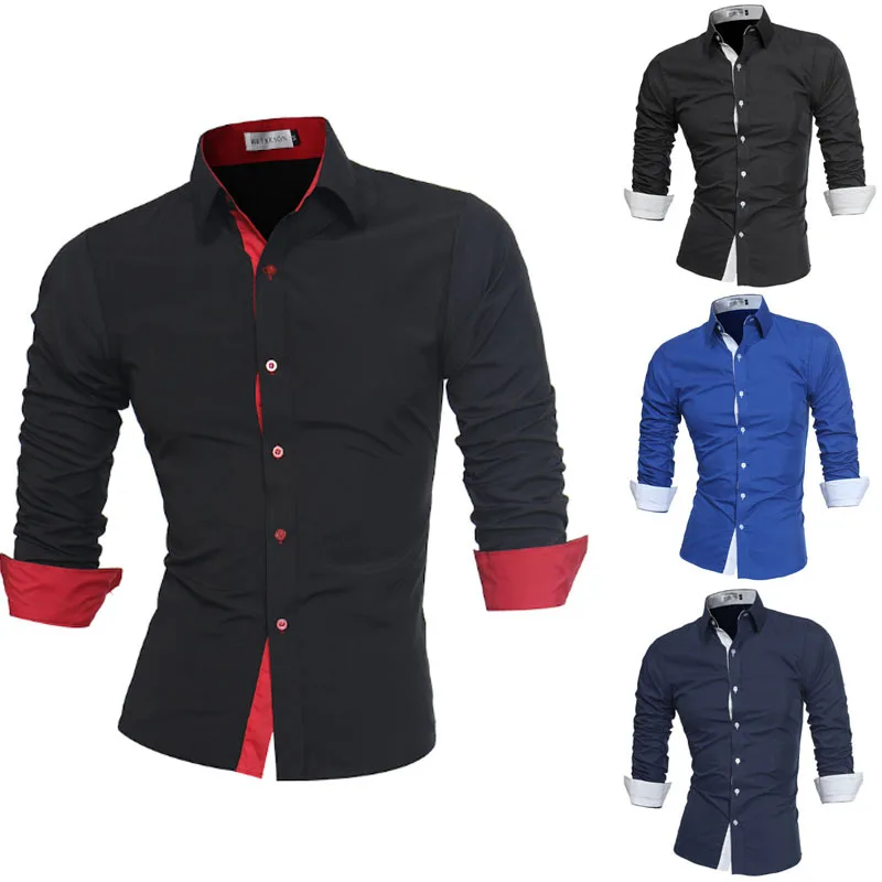

Men Shirt BrandLong Sleeve Shirts Casual Slim Fit Black Man Dress Shirts Plus Size 4XL