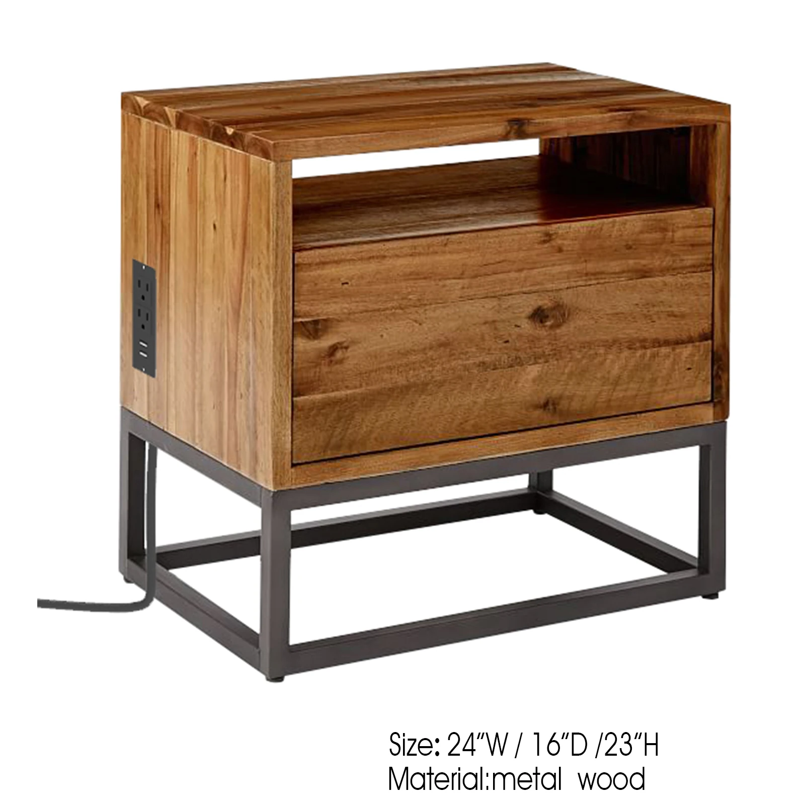 Mayco Modern Wood Metal Nightstand Side Table,End Bedroom Bedside Table