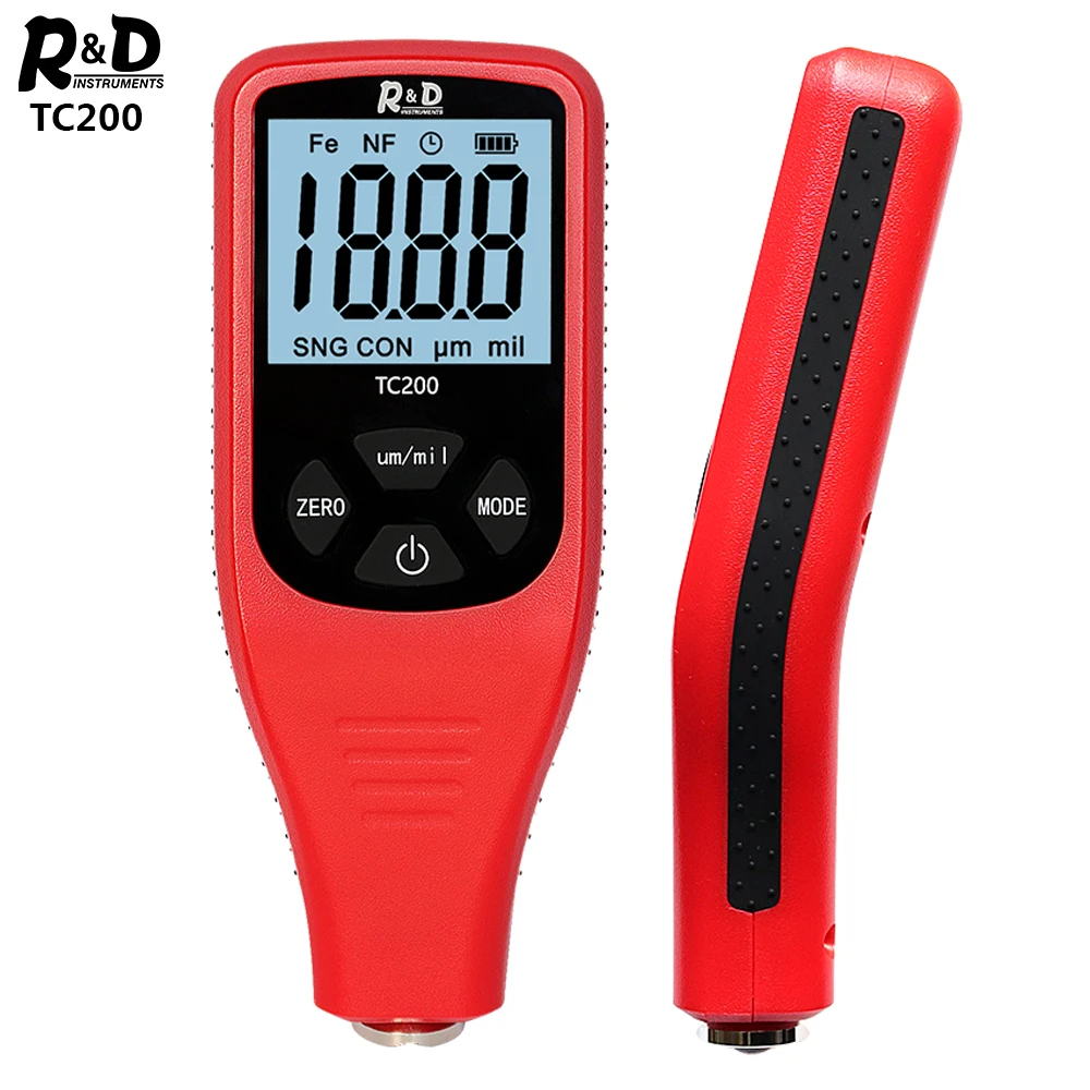 
TC200 red Coating Thickness Gauge 0.1 micron/0 1500 Car Paint Film Thickness Tester Measuring FE/NFE Russian Manual Paint Tool 