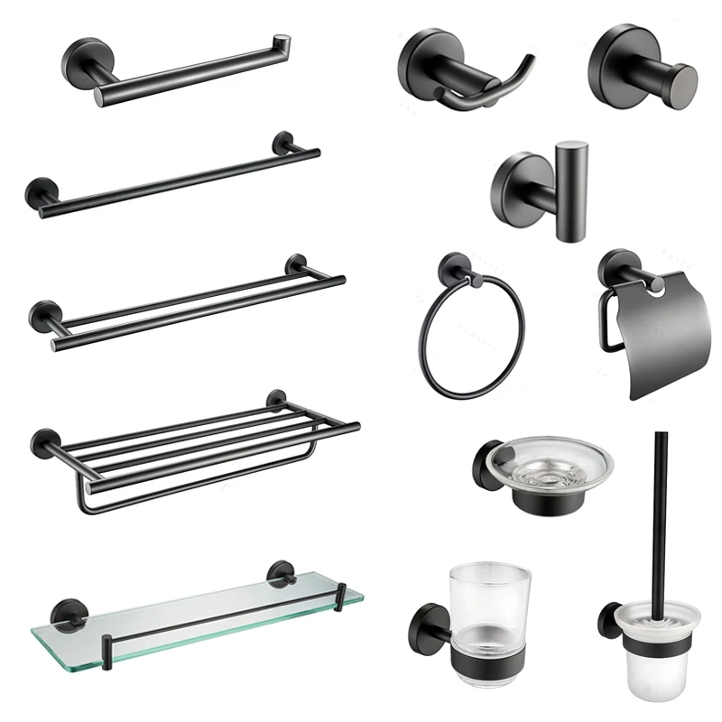 Toilet Bathroom Accessories Perfect Detail Matte Black Wall Hung Mounted Bath Sets Buy Matte