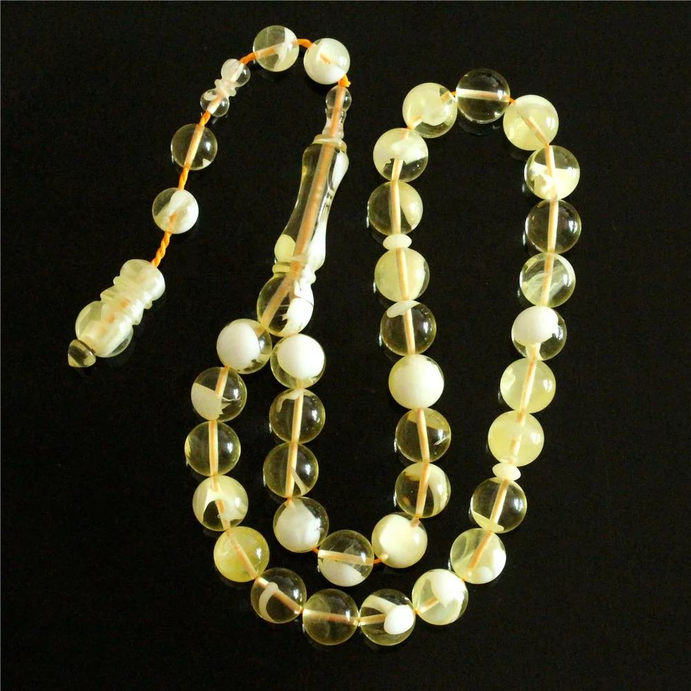 

Customized Tassels High Quality Resin Amber 12mm 33 Prayer Beads Muslim Tasbih Rosary Misbaha islamic rosary bead sibha