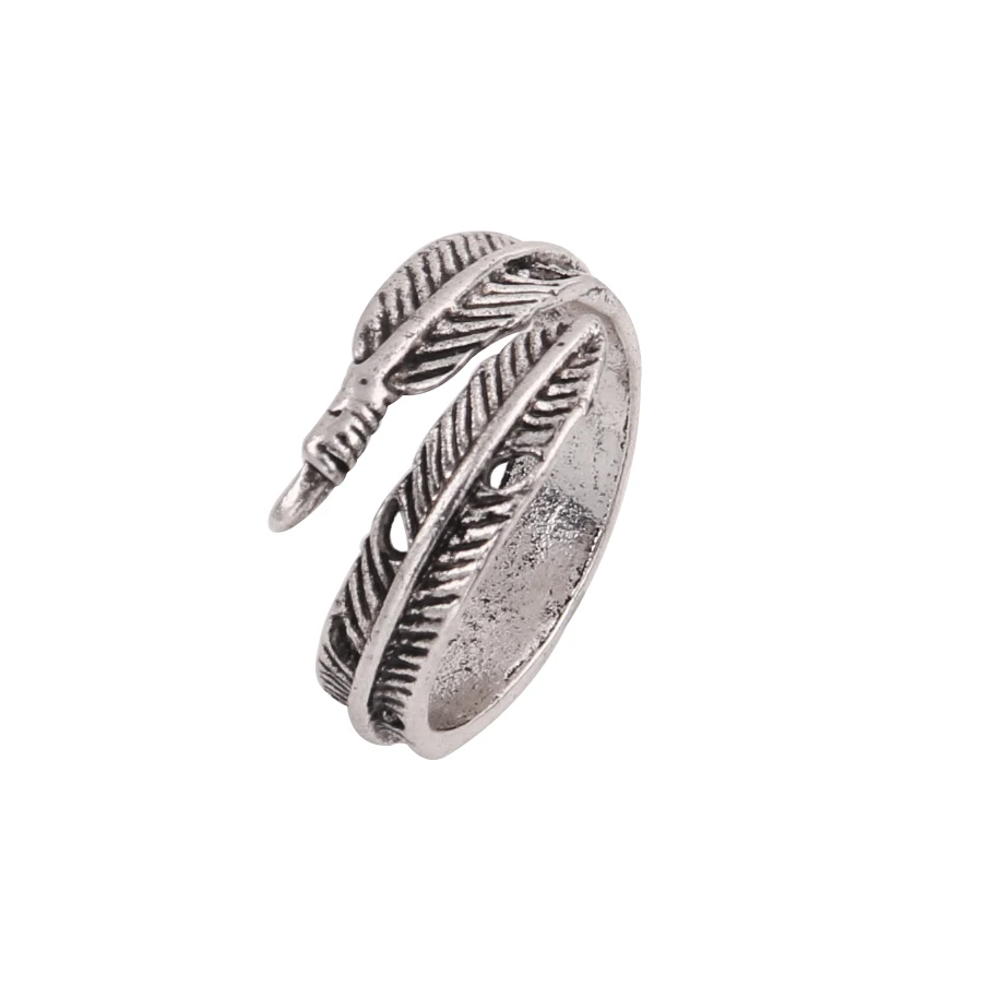 

Punk Personality Trend Stainless Steel Feather Ring 925 Silver Leaf Feather Shape Rings Opening Adjustable Ring For Men Or Woman