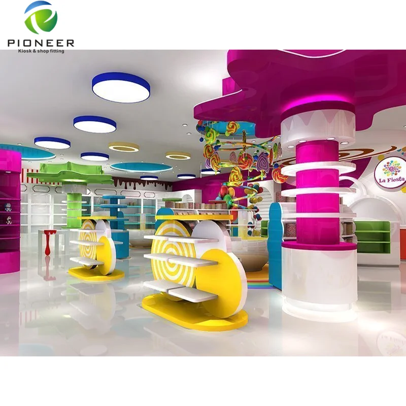 

Pioneer Factory Customized Candy Display Rack For Candy Shop Interior Furniture Display With 3D Design, Customized color