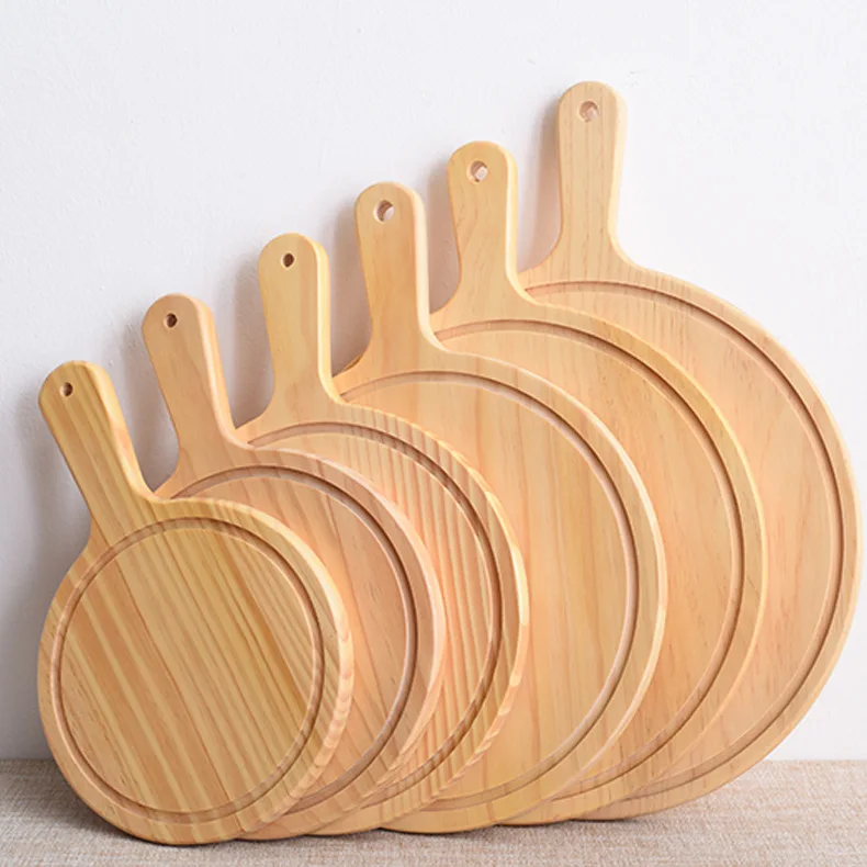 

Pizza tray hotel tableware wooden tray solid wood barbecue tableware, Can be customized
