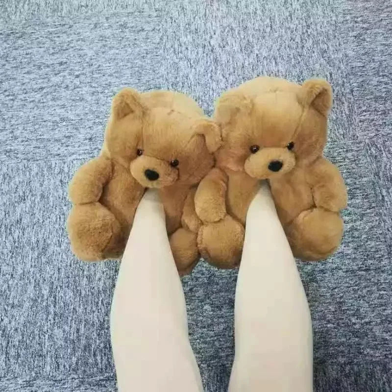 

Wholesale customization teddy bear slippers women new arrivals animal fluffy plush house slippers, Customized