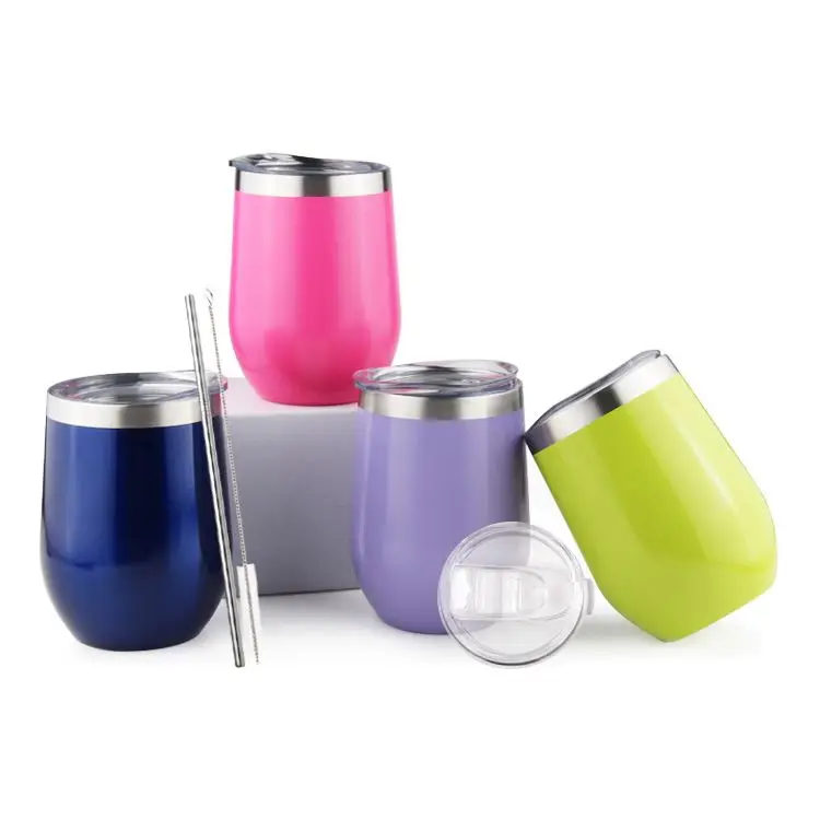 

12oz Double Wall Insulated Wine Tumbler Wholesale Bottle Egg Shape Stainless Steel Coffee Tumbler Cups In Bulk