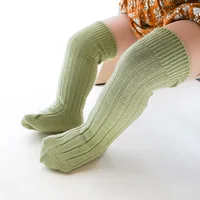 

High quality newborn baby socks solid color infant long socks knee high ribbed baby combed cotton socks