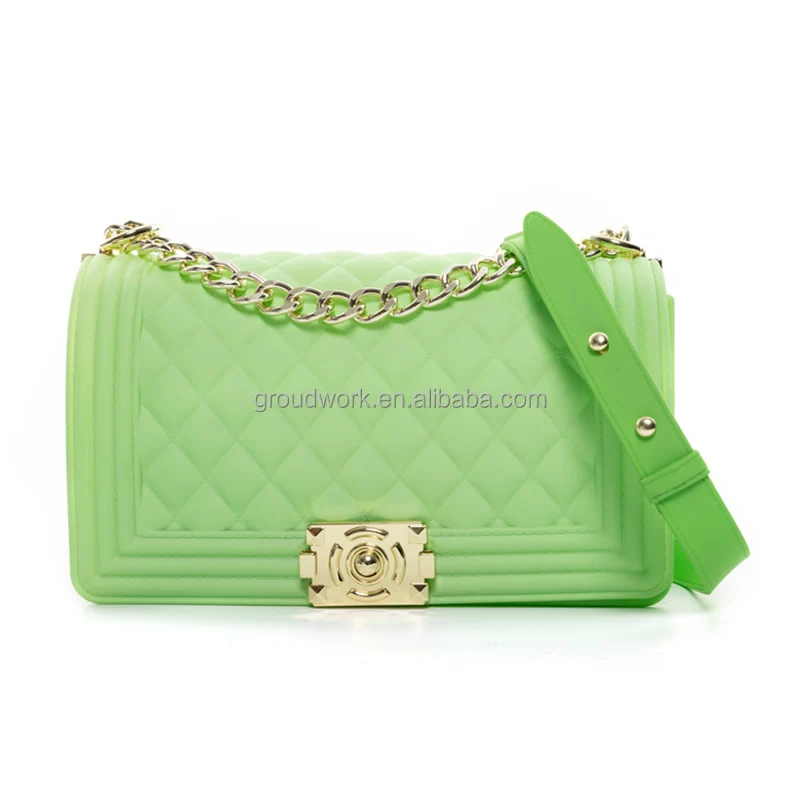 

GW Summer Avocado green jelly purse handbags women large shoulder cross body bags solid color handbags, Rich