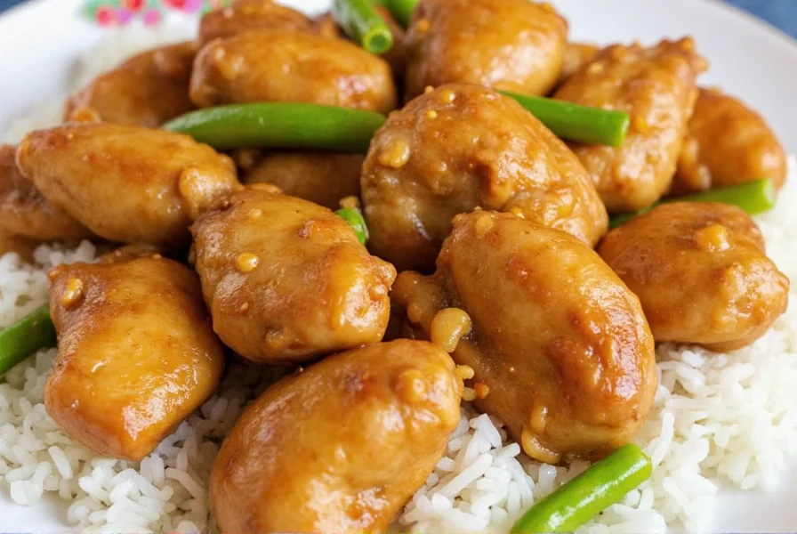 Perfectly cooked ginger chicken with glistening sauce, fresh green onions, and visible ginger pieces served in white ceramic bowl