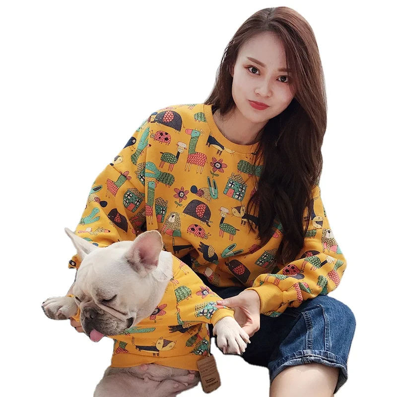 

Hot Selling Pet Dog Clothing Fashion Matching Sweatshirt With Master Cute Printed Pet Apparel Dog Cute Sporty Clothes Comfy Warm