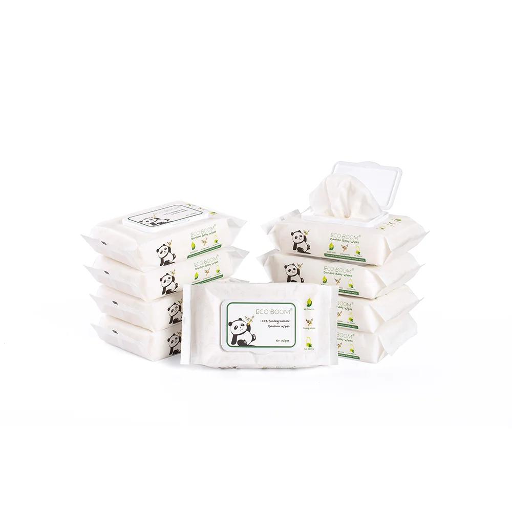 

ECO BOOM eco friendly chemical free biodegradable baby wet organic tissue aloe wipes, Natural color