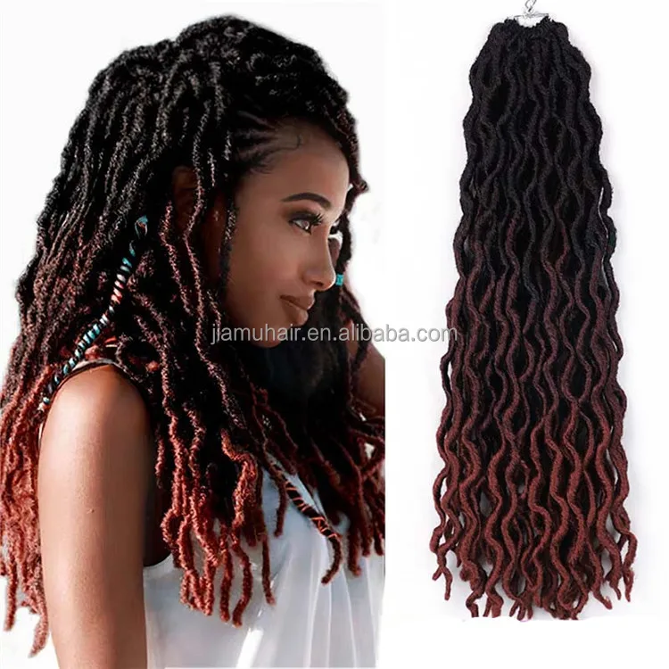 

Synthetic Gypsy Locs Hair Extension Braids Ombre Color Wavy Curly Crochet Brais Hair Goddess Locs Hair Wholesale