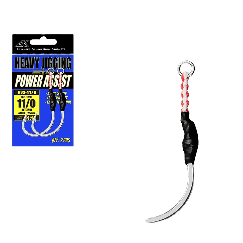 

2pcs/bag JK Fishing hook Slow Jigging Fishing Cast Jigs Assist Hook Barbed Single Jig Hooks