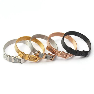 

DIY Jewelry Stainless Steel 10mm Watch Strap Bracelet Simple Adjustable Mesh Watchband Bracelet Bangle For Women Men