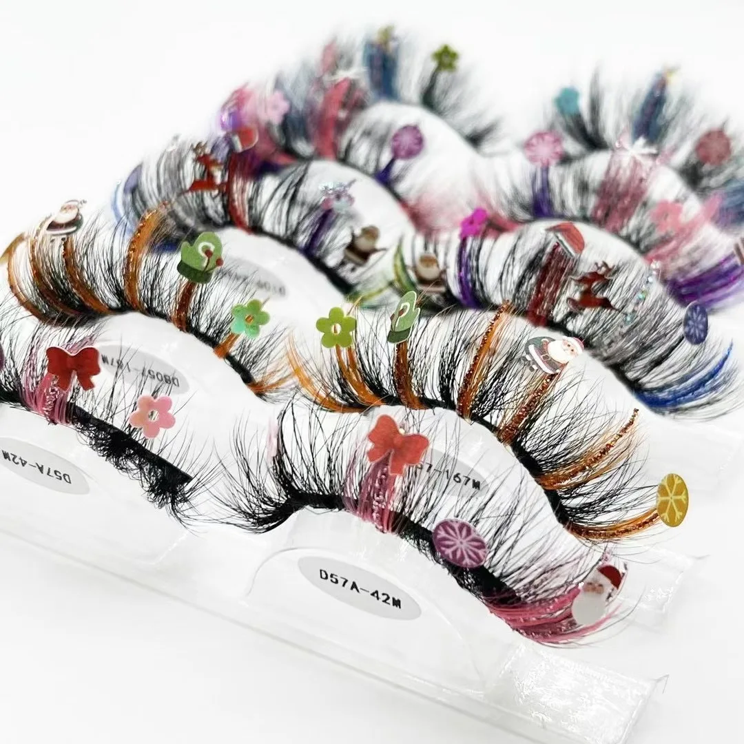 

Best Selling lashes mink 16-18MM Colors lashes colored eyelash strips Pink Yellow Blue 25mm 3d mink lashes colorful eyelashes