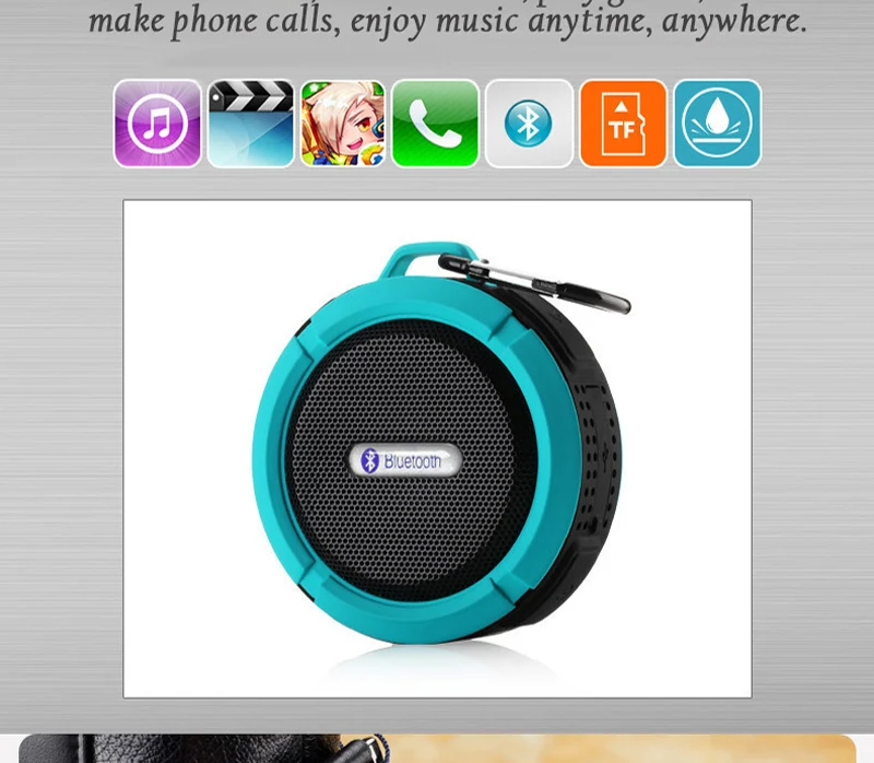 C6 Portable Wireless Bluetooth Speaker With Calls Handsfree and Suction Cup Waterproof Shower Mini outdoor Plastic Speaker - ANKUX.COM