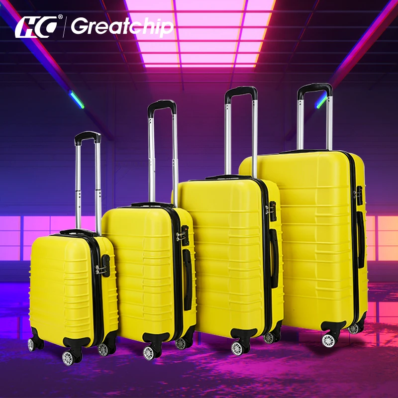 

Malas Kit 3 Pecas Viagem Hard ABS Trolley Suitcase, Silver, yellow, red, blue, black, etc.