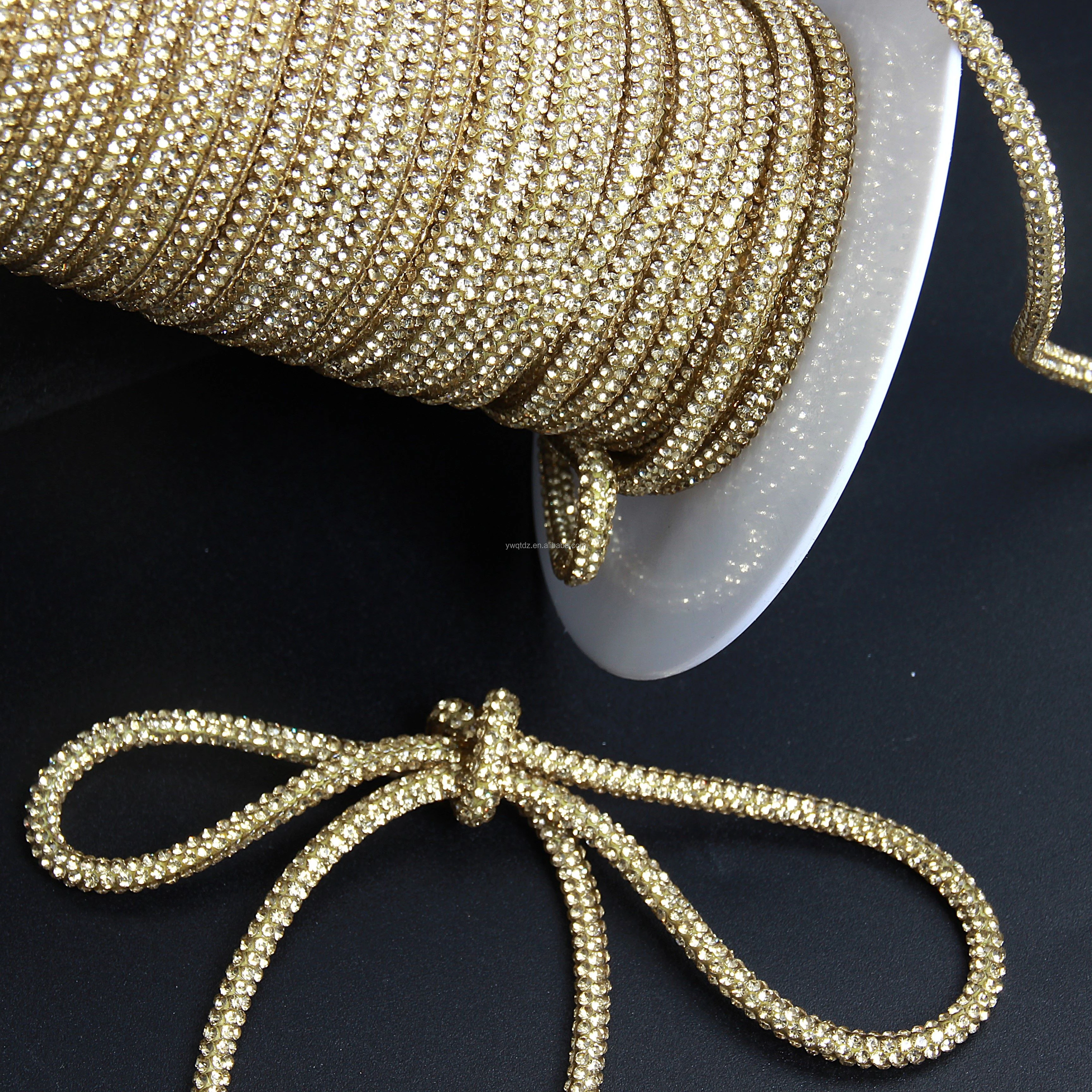 SINONG DIY Diamond Crystal Decoration Light Yellow Sparkling Tube Rhinestones Glue-On Glass Material Shoes Other Decorations