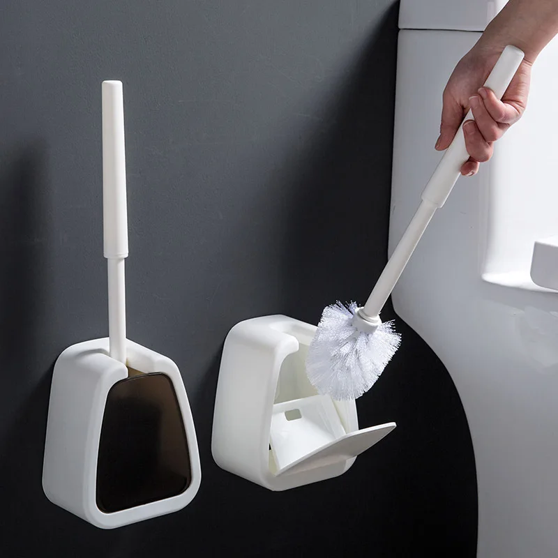 Bathroom No-Punching Wall-Mounted Toilet Brush Set2 in 1 Toilet Brush and Holder Set Toilet Bowl Cleaning Brush with Holder