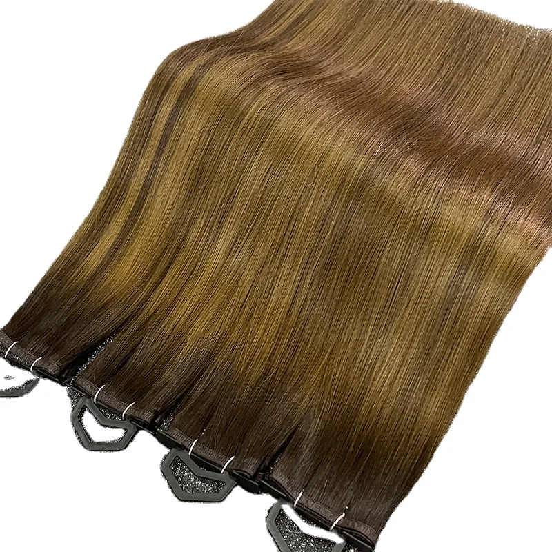 

12a remy double drawn raw virgin european russian straight silk full cuticle seamless flat weft hair extensions