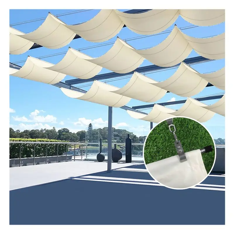 Wave Telescopic Rainproof Sail Outdoor Stretchable Canopy Gazebo Sunshade Sail Garden Retractable Awning 300D Waterproof Fabric