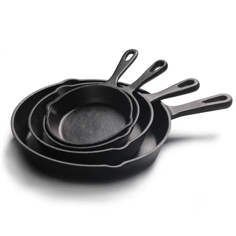 

Non Stick Premium Cast Iron Cookware Round Skillet Frying Pan For Steak Egg Pizza
