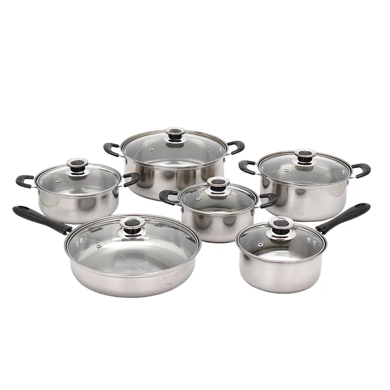 

12 pcs Stainless Steel Cookware Set New Stock Pots For Kitchen Soup Pot