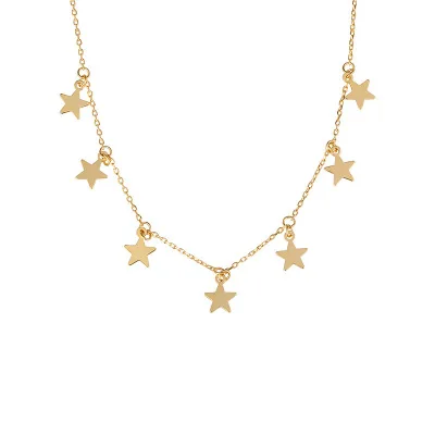 

Trendy jewelry women tiny pendant gold plated 925 sterling silver charm star choker necklace, Gold,silver