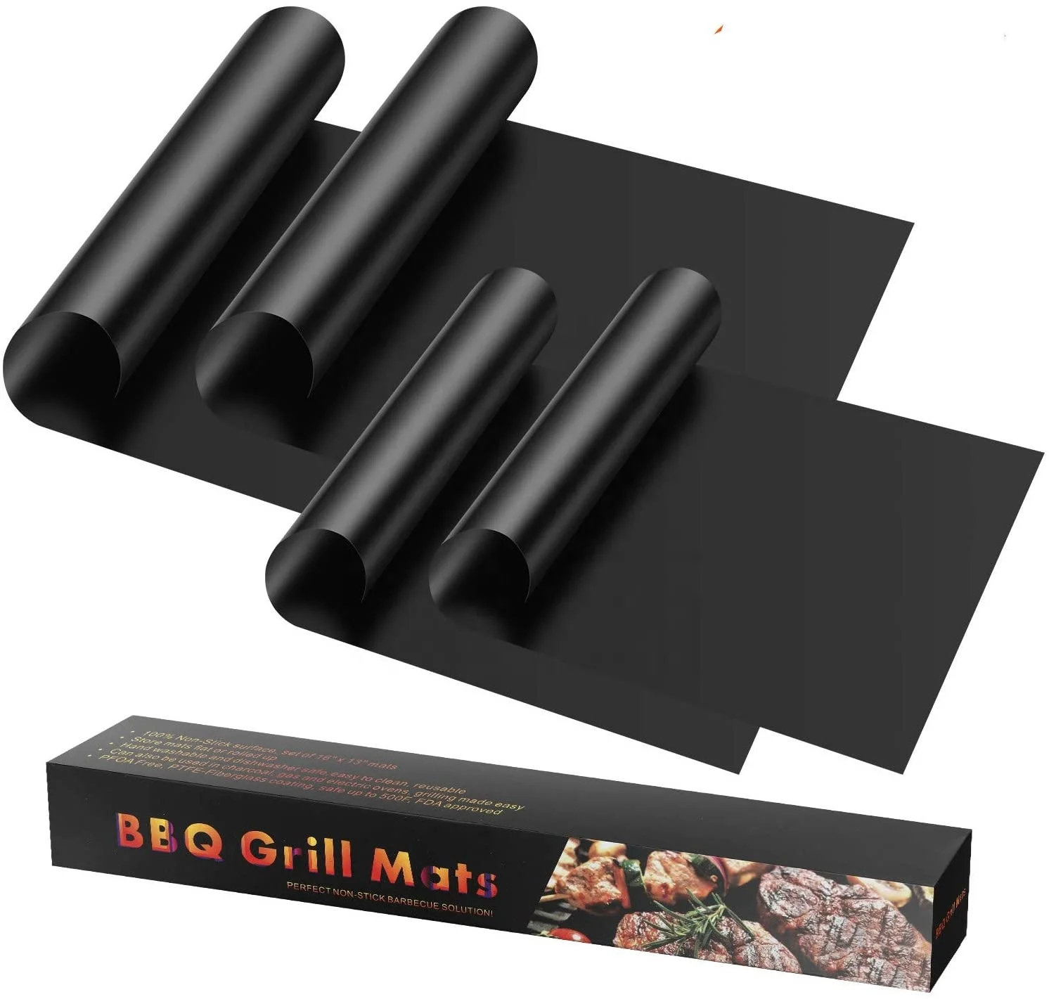 

Non-Stick Cooking Mat Reusable PTFE bbq grill mat Heat Resistant Barbecue Baking Mat for Electric Grill Gas Charcoal BBQ, Black color is available