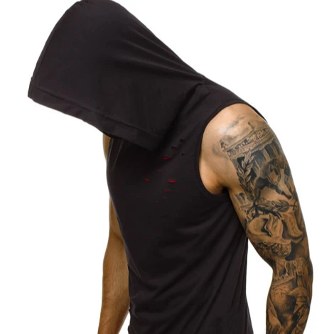 

New summer men's fashion and leisure hooded hole vest sports vest men's vest, Custom color