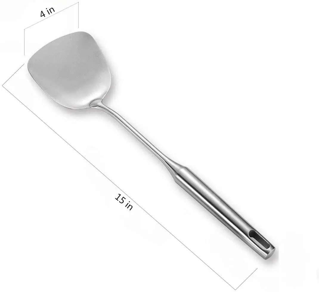 15 Inch Stainless Steel Wok Spatula With Wide Spatula Turner And Hollow Long Heat Resistant