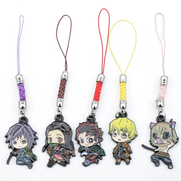 

Free Shipping - Demon Slayer Kimetsu No Yaiba Anime phone charm metal enamel Figure Mobile Charms KeyChain, Colorful