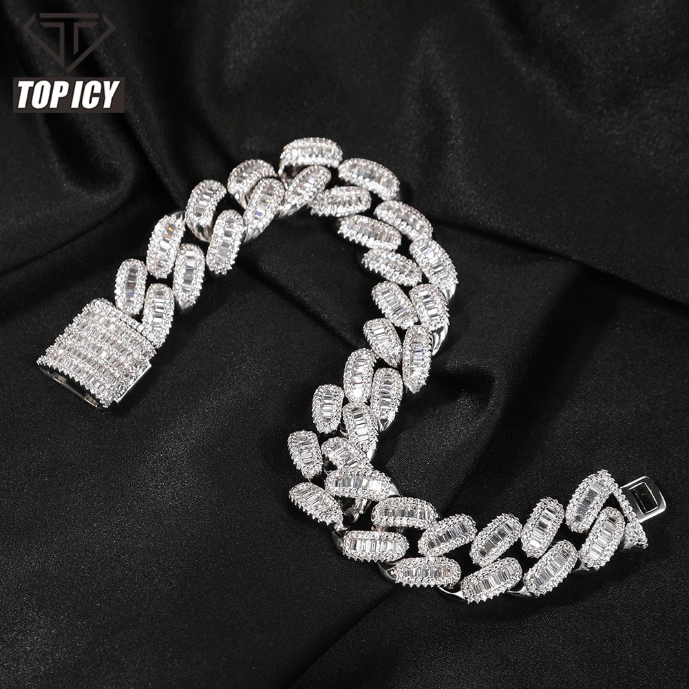 

14mm CZ baguette iced out bracelet hip hop bling 5A cubic zircon women fashion bracelet luxury diamond cuban bracelet
