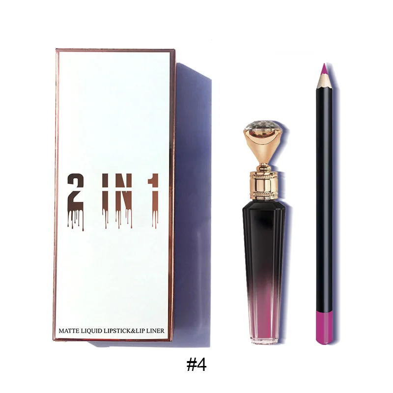 

Low MOQ Custom Logo Lipstick Kit Matte and Dark Lipstick and Lip Liner Kits Christmas Gift 2021