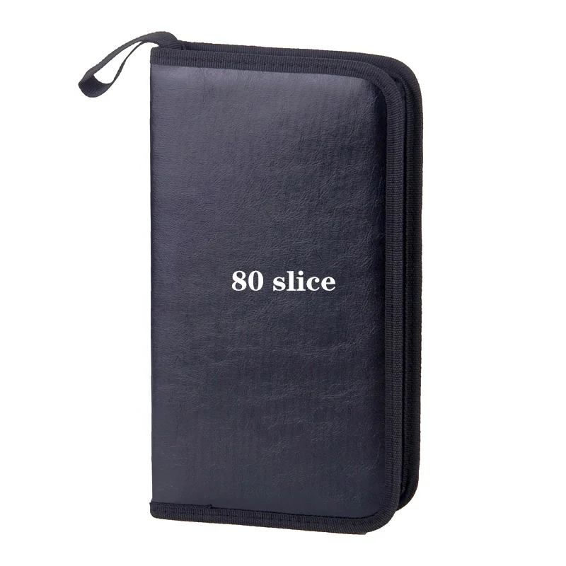 

wholesale cd bag for car 80 Capacity pu leather black zipper cd case